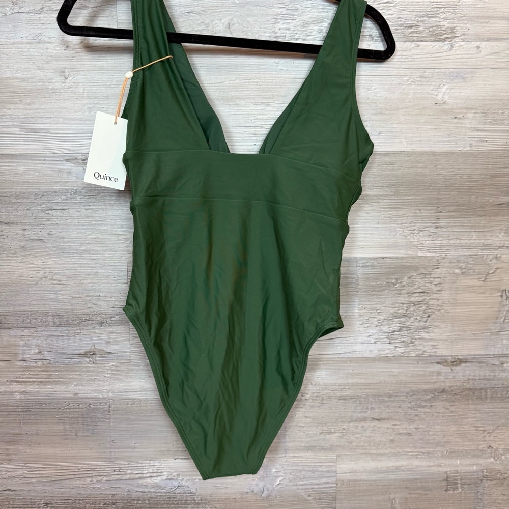 Quince Italian Plunge One-Piece Swimsuit - Green - Size Small - Picture 15 of 16
